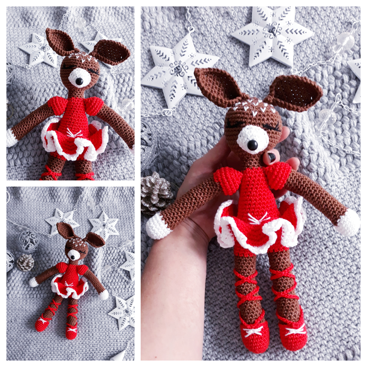 Blog-Inhaltsbild für 'weihnachtliches Rehmädchen, kostenlose Häkelanleitung'